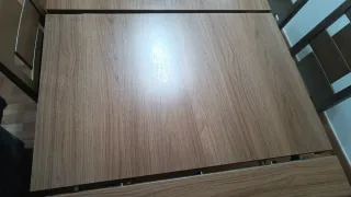 Mesa comedor y 6 sillas madera(recién tapizadas)