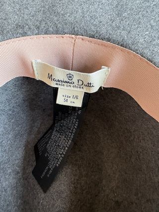 Sombrero Massimo Dutti Gris con Cinta salmon