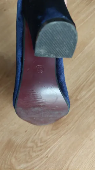 Scarpe donna blu velluto con gioiello Tg 37