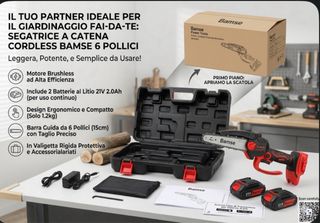Mini motosega a batteria Bamse kit completo