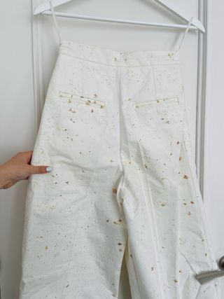 Traje sastrero alta costura blanco y azul