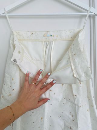 Traje sastrero alta costura blanco y azul