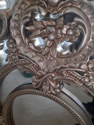 Espejo Ovalado Dorado y Plateado