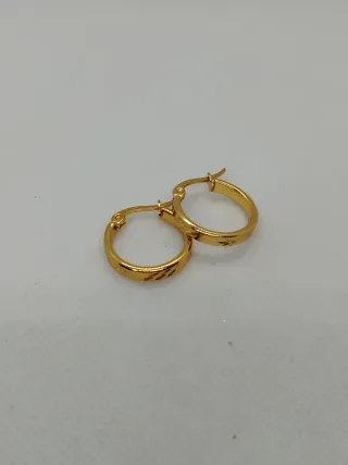 Pendientes Aro Pequeño Chapado Oro 18k Vintage