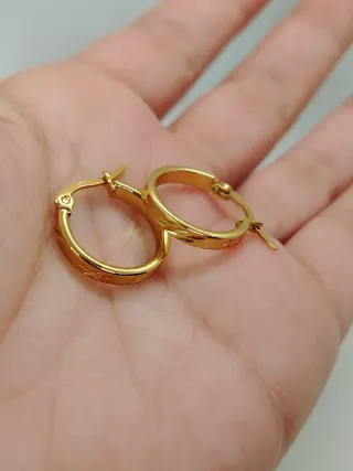 Pendientes Aro Pequeño Chapado Oro 18k Vintage