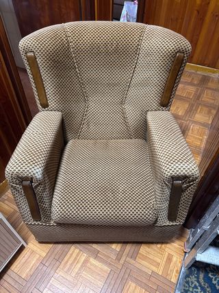 Sillón y sofá (2x1) butaca tela y madera