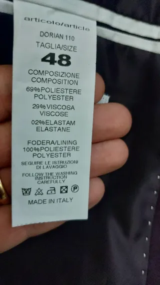 Abito traje uomo color prugna tg 48 primavera esta