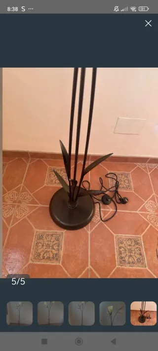 Lámpara de pie 3 focos cristal y metal