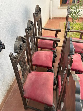 Juego de 7 sillas Barroca Respaldo Alto Tallada
