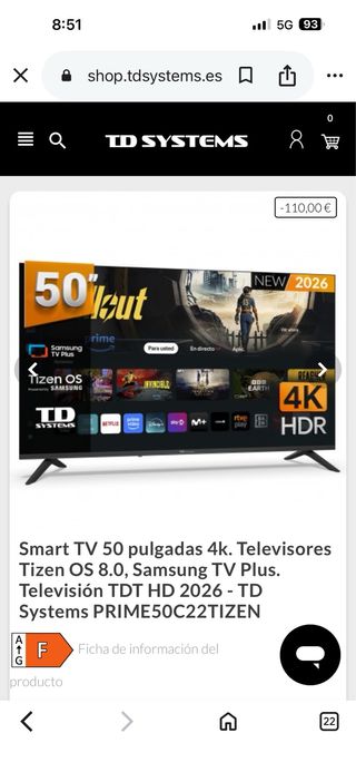 Smart TV TD Systems 50 4K HDR
