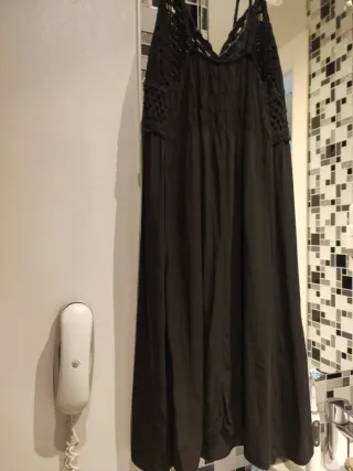 Vestido negro crochet talla única nuevo