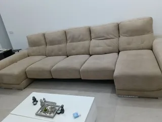 Sofá modular beige de tela