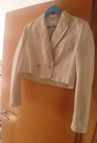 Chaqueta blazer beige talla XS