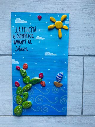 Quadro su legno 18x35 cm con sassi