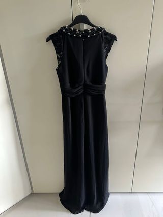 Abito lungo nero con dettagli argento