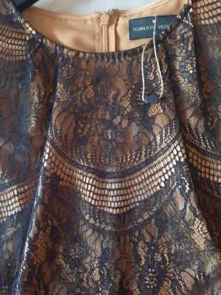 Roberto Verino Blusa Encaje Beige/Negro Talla 42