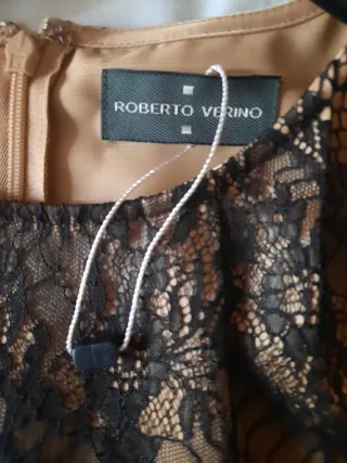 Roberto Verino Blusa Encaje Beige/Negro Talla 42