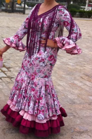 Traje de flamenca rosa y morado T44-46