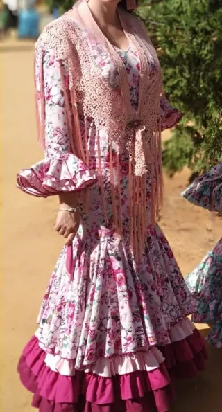 Traje de flamenca rosa y morado T44-46