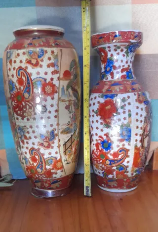 Lotto di vasi cinesi in ceramica multicolore