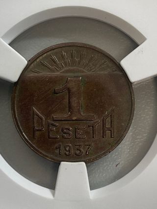 Peseta 1937 de Asturias. Moneda de Guerra Civil