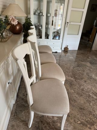 6 Sillas de Comedor Blancas y Beige