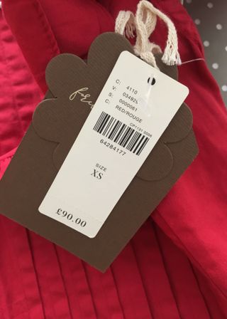 Blusa top rojo con volante de Anthropologie, XS