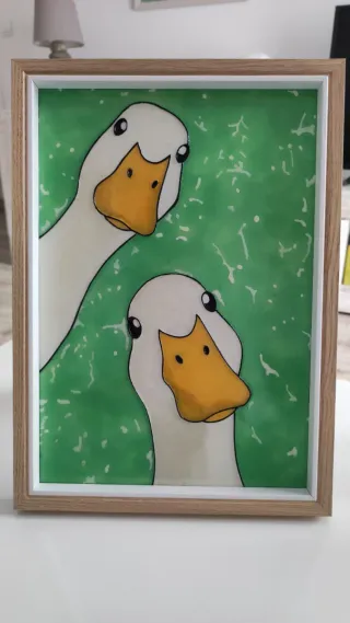 Quadro di vetro con cornice in legno