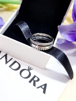 Anillo Pandora Signature Logo Pavé Cuentas