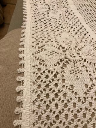 Colcha vintage de encaje blanco