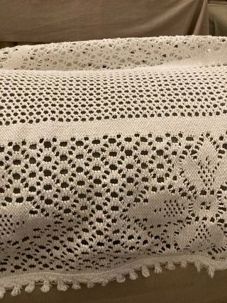 Colcha vintage de encaje blanco