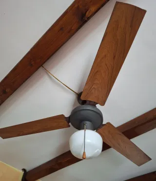 Ventilatore Lampada Legno Metallo Vetro