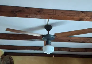 Ventilatore Lampada Legno Metallo Vetro