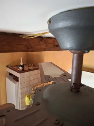 Ventilatore Lampada Legno Metallo Vetro