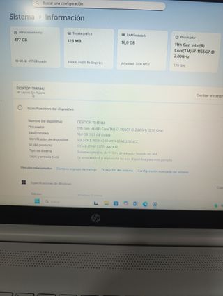 PORTATIL HP 15" i7 11th gen. 500 NVMe y 16 RAM.