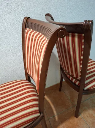 6 SILLAS ANTIGUAS MADERA TALLADA PATAS TORNEADAS