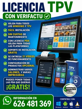 Licencia TPV Verifactu para Windows y PDA
