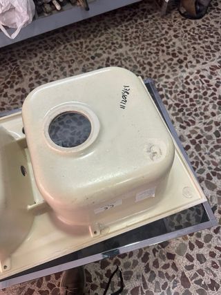 Fregadero de fibra color arena 80-44 2 senos