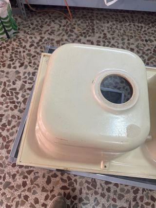 Fregadero de fibra color arena 80-44 2 senos