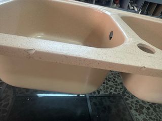 Fregadero de fibra color arena 80-44 2 senos