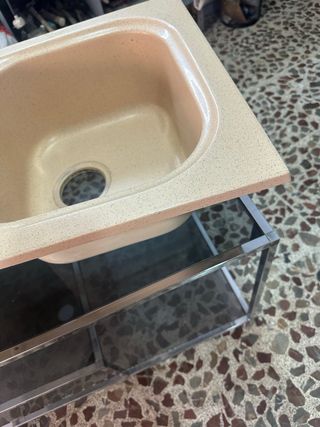 Fregadero de fibra color arena 80-44 2 senos