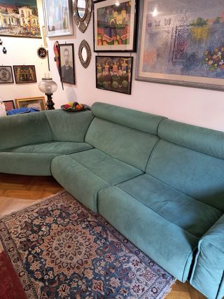 Divano angolare in alcantara verde