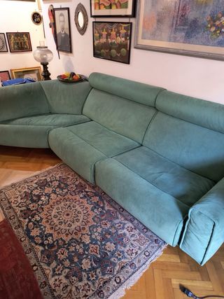 Divano angolare in alcantara verde