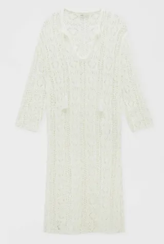 Vestido largo de crochet blanco