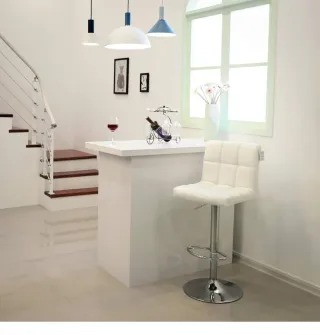 Taburete Alto Cocina Blanco y Plata