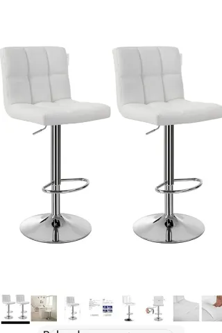 Taburete Alto Cocina Blanco y Plata