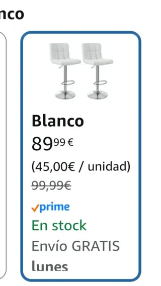 Taburete Alto Cocina Blanco y Plata