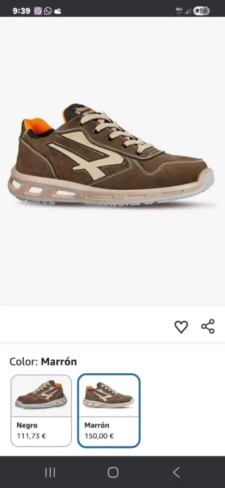 Calzado de seguridad marrón y naranja