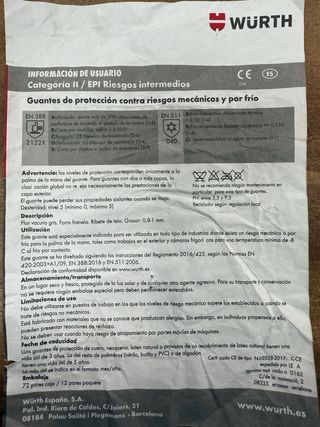 WURTH Guantes de Piel Forrados.
