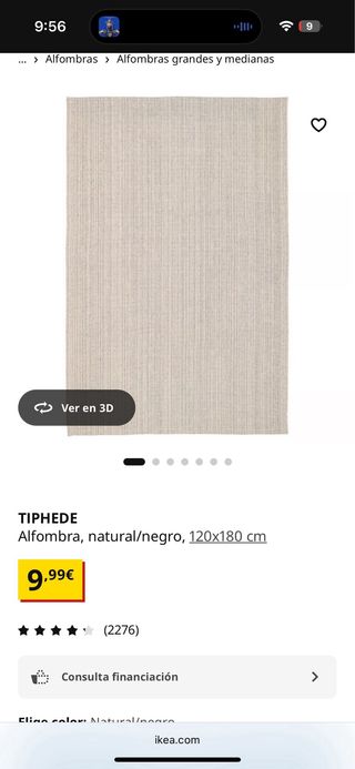 Alfombra Ikea TIPHEDE beige